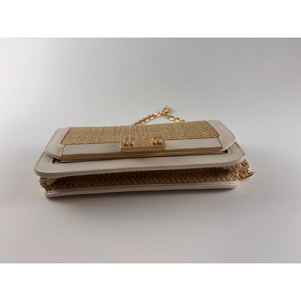 Reiss Lexi Raffia White Gold Chain Shoulder Bag - Picture 6 of 12